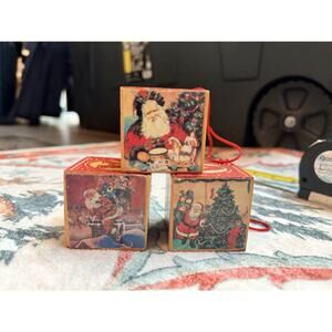 Santa Children's Letter Block Cube A B Lot of 3 Christmas Ornament Decoration